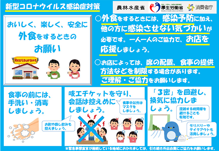 おいしく、楽しく、安全に外食をするときのお願い